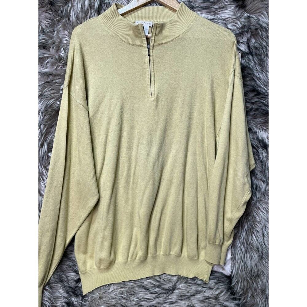 Va Bene Made‎ In Italy 1/4 zip Tight Knit Sweater Men's XL